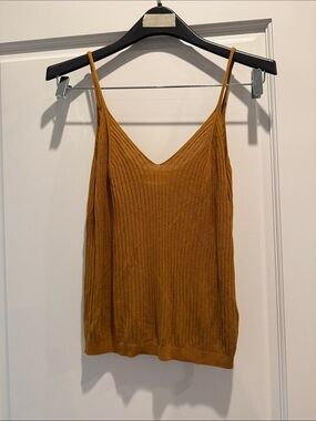 Anthropologie Ribbed V-Neck Spaghetti Strap Camisole - Mustard